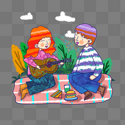 情侣野餐弹吉他
