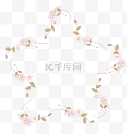 矢量卡通扁平化粉色花卉装饰边框