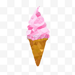 电商小暑海报图片_lowpoly风格冰淇淋图片