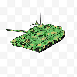 手绘绿色的坦克插画