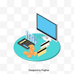 计算器银行卡图片_2.5D财务办公室场景说明