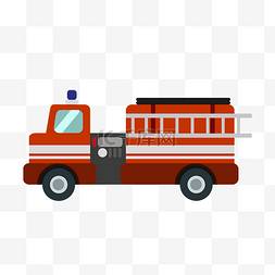 火灾报警图片_卡通红色的消防车