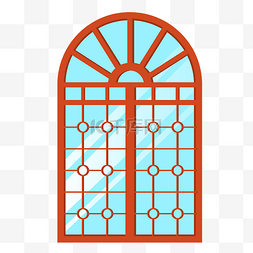 扇形古典图片_创意红色圆形古典窗户装饰图案