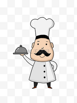 胡卡通图片_手绘卡通八字胡的厨师元素