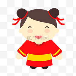 穿红色裙子的中国风小女孩