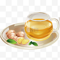 玻璃茶杯插画图片_红糖姜茶矢量插画