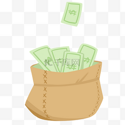 手绘金融钱币袋子插画