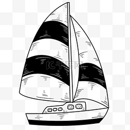 手绘大型帆船插画