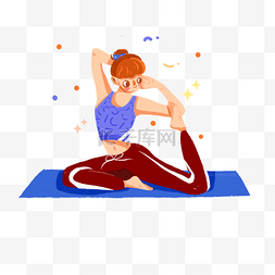 运动健身彩色系瑜伽PNG素材下载