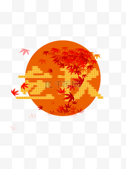 枫叶橙色图片_立秋字体设计枫叶素材