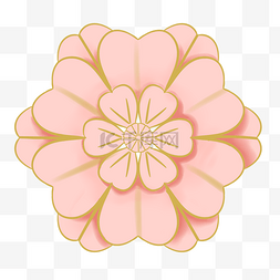 节日粉色边框立体剪纸花