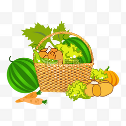 矢量插画水果蔬菜图片_矢量菜篮子装饰图案