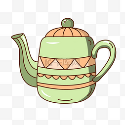 茶壶壶盖图片_手绘墨绿色的茶壶插画