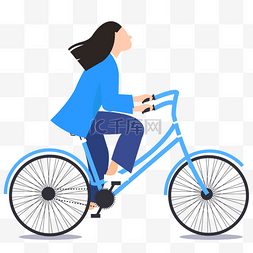 扁平骑自行车图片_在风中骑行的女孩