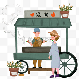 男孩花盆图片_戴帽子女孩春分日吃烧烤