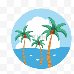 蓝蓝的海水图片_海上椰子树和小帆船
