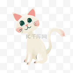 猫咪粉色图片_手绘猫咪可爱卡通