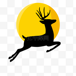 鹿黄色图片_平涂金色的月亮图