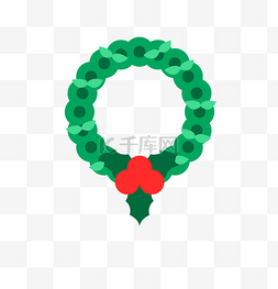 红绿装饰彩带图片_圣诞节装饰绿色花环平安夜红果PNG