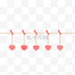 红色小爱心图片_情人节红色扁平线绳爱心挂饰