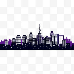 手绘建筑图片_通用节日紫色卡通手绘城市