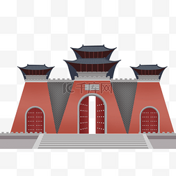 卡通建筑古代房子图片_卡通古代城楼免抠图