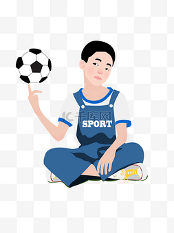 卡通彩绘图案图片_手顶足球的男孩图案元素