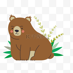 动物园插画图片_手绘坐立的小熊免抠图