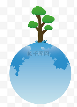 环保主题插画图片_地球与树木环保主题插画