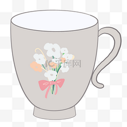 小花束印花陶瓷咖啡杯