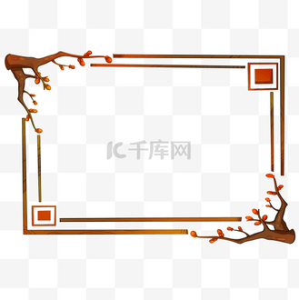 中国风梅花红色边框