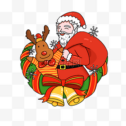 圣诞节q版图片_圣诞节红色圣诞老人麋鹿