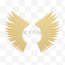 金属翅膀图片_C4D金属一对翅膀装饰