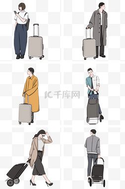 春节回家图图片_春运时拿着行李的旅客套图B