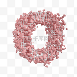 心形字母素材图片_C4D创意心形立体字母O