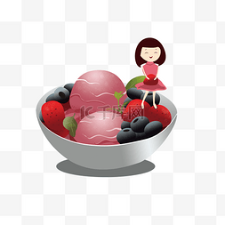 清新冰淇淋图片_冰淇淋小女孩草莓手绘