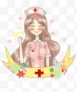 温馨护士图片_卡通厚涂手绘医疗护士打预苗插画