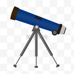 天文望远镜图片_手绘蓝色天文望远镜