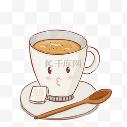 咖啡休闲手绘图片_手绘休闲热饮咖啡杯插画