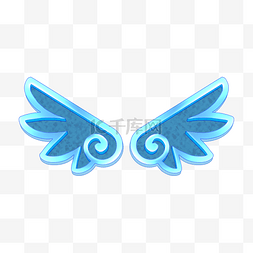logo设计图片_蓝色立体翅膀PNG素材