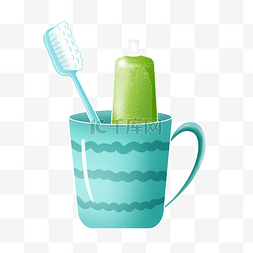 牙刷盒牙膏筒图片_手绘牙膏牙刷插画