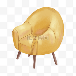 沙发绿色单人图片_沙发凳子椅子手绘小清新