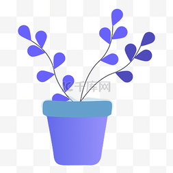 植物盆栽免费下载图片_手绘蓝色盆栽免费下载