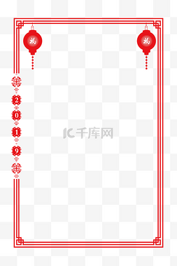 喜庆红色线框图片_中国风线性边框插画