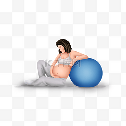 孕妇健身球图片_手绘孕妇和健身球