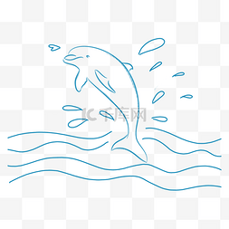 海豚鲸鱼白图片_蓝色手绘通用海豚大海装饰图案