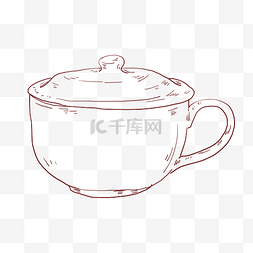 线描茶杯茶具