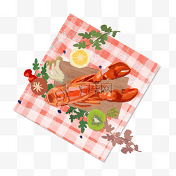 餐饮海报插画图片_餐饮广告之美味龙虾主题卡通