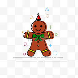 圣诞姜饼人卡通图片_手绘圣诞姜饼人MBE图标插画