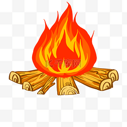 篝火手绘图片_点燃的篝火手绘插画